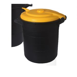 פח 75 ליטר שחור עם מכסה צהוב