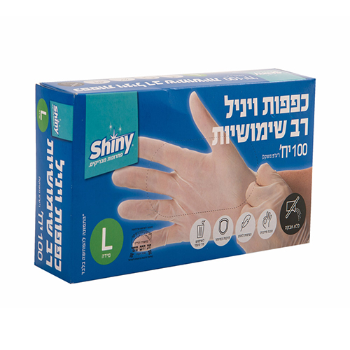 כפפות ויניל שייני מידה L עודפים כפפות ויניל שייני מידה L עודפים