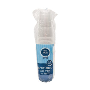 כוס  שתיה קרה גדולה  330 מ”ל 40 יחידות